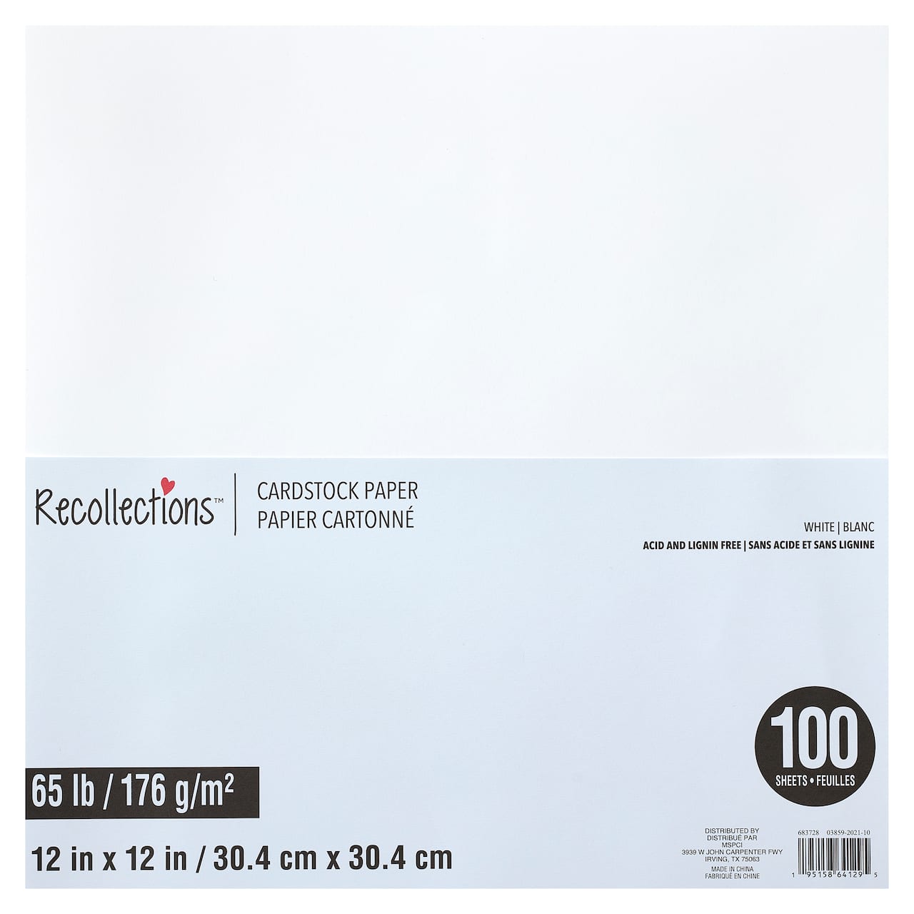 White 12" x 12" Cardstock Paper by Recollections™, 100 Sheets